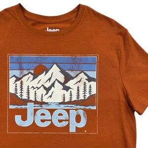 Jeep Graphic T-Shirt Burnt Orange Mountain Adventure Short Sleeve Mens Medium